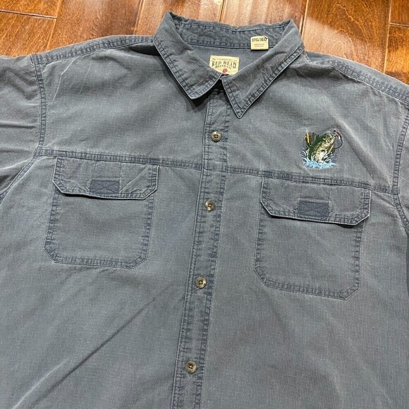 Red Head Vintage Blue Bass Fishing Utility Performance Shirt Men's Size 3XL - Picture 2 of 8
